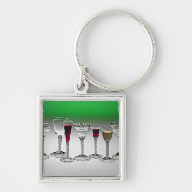 Collection of wine glasses with twist stems key ring (Front)