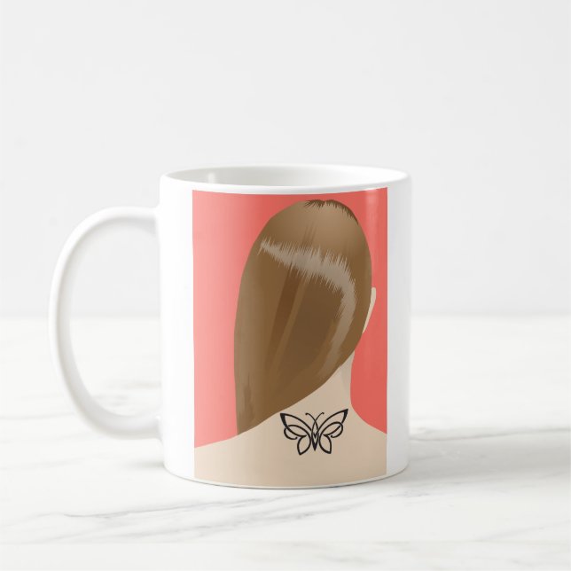 Collection Of Woman Neck Tattoo Art Print, No 2/10 Coffee Mug (Left)