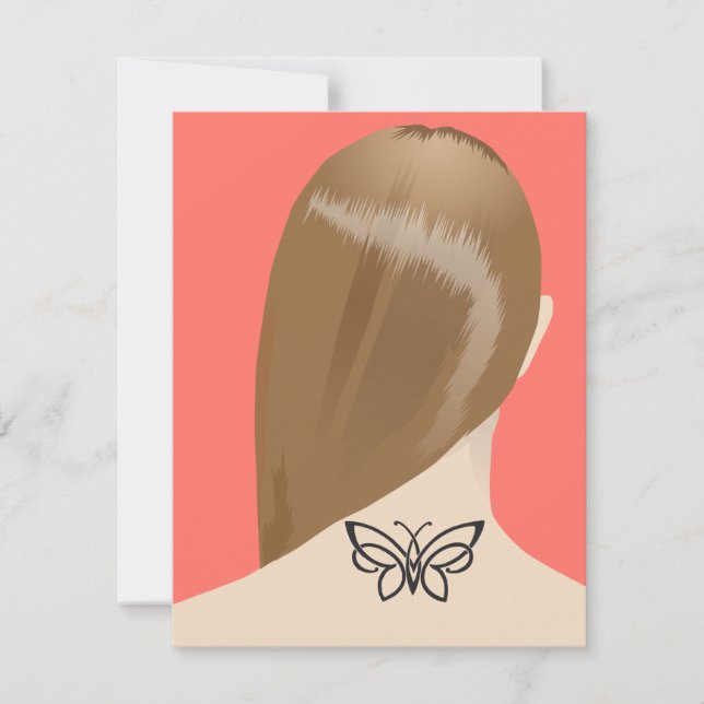 Collection Of Woman Neck Tattoo Art Print, No 2/10 Thank You Card (Front)