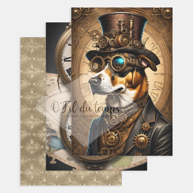 Collection Steampunk Animal - Dog Wrapping Paper Sheet (Creator Uploaded)