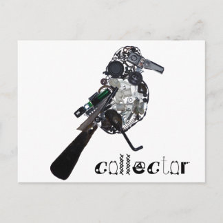 "Collector" Magpie Found-Object Sculpture Postcard