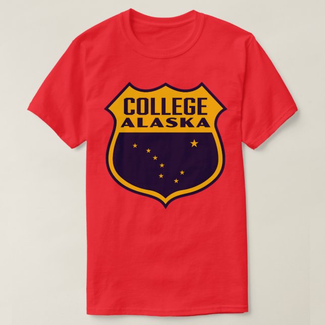 College Alaska Retro Shield Yellow T-Shirt (Design Front)