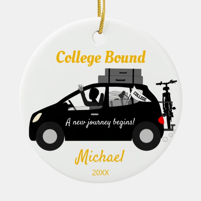 College Bound Male Ceramic Ornament (Front)