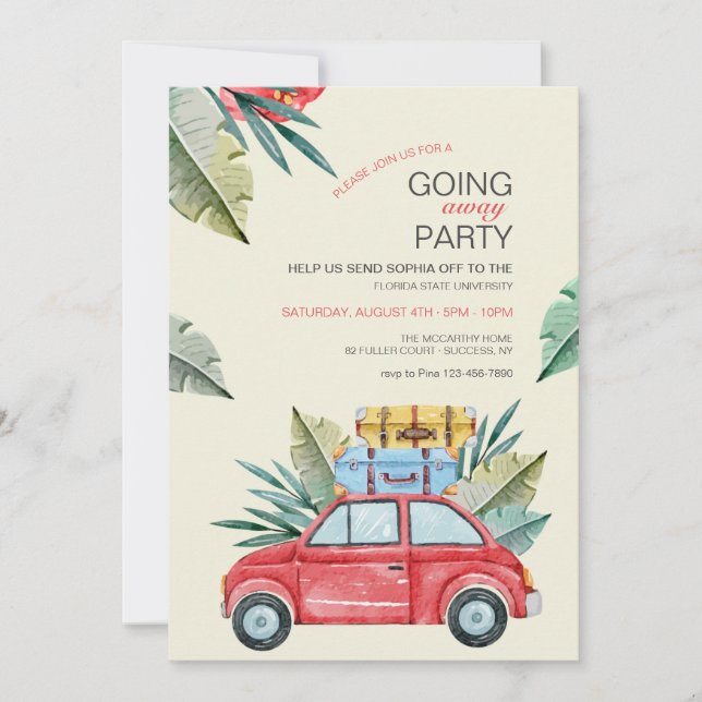 College Bound Tropical Party Invitation (Front)