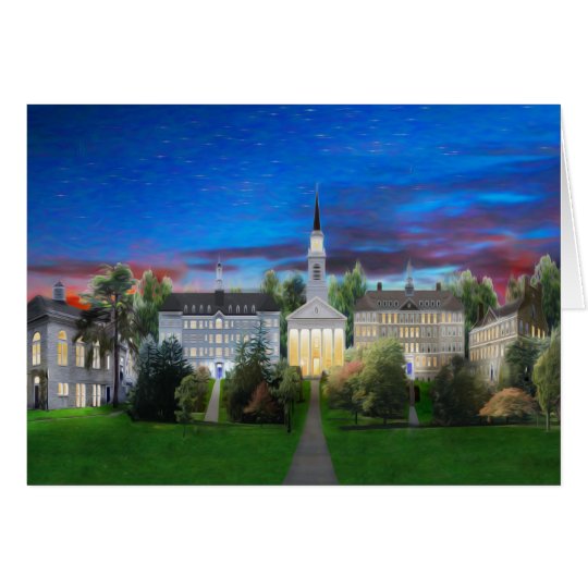 College Campus Middlebury summer night Card