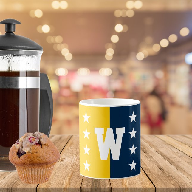 College Colours Blue & Maize Yellow Monogram Coffee Mug (Creator Uploaded)