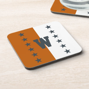 College Colours Burnt Orange, Dark Grey & White Coaster