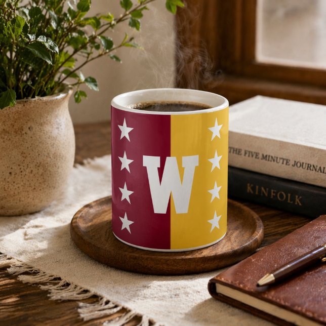 College Colours Maroon & Gold Monogram Coffee Mug (Creator Uploaded)