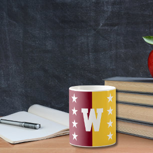 College Colours Maroon & Gold Monogram Coffee Mug