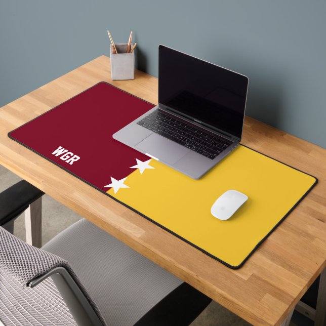 College Colours Maroon & Gold Monogram Desk Mat (Office 2)