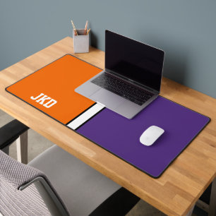 College Colours Orange & Purple Monogram  Desk Mat