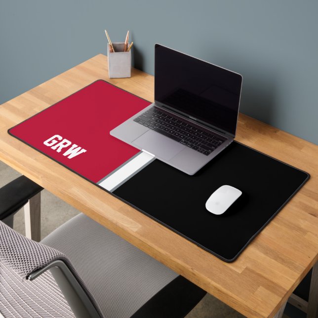 College Colours Red & Black Monogram  Desk Mat (Office 2)
