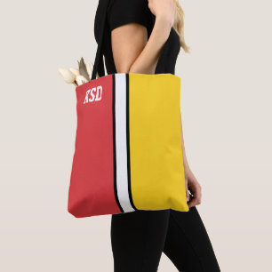 College Colours Red & Gold Monogram  Tote Bag