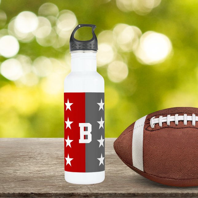 College Colours Scarlet Red & Dark Grey Monogram 710 Ml Water Bottle (Creator Uploaded)