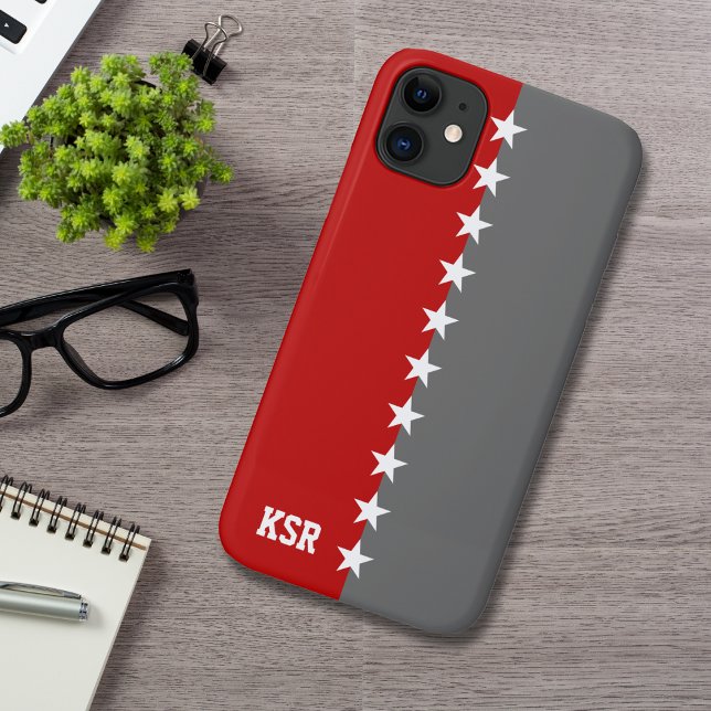 College Colours Scarlet Red & Dark Grey Monogram Case-Mate iPhone Case (Creator Uploaded)
