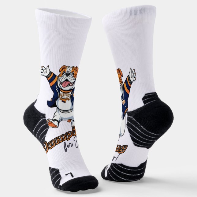 College Cool | Jumping Bulldog Vector Socks (Angled)