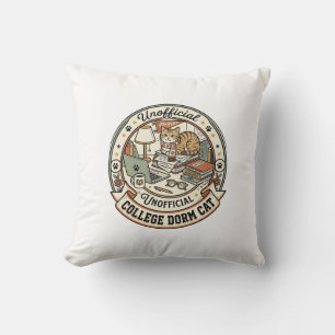 College Dorm Cat College Dorm Cat Vintage Vector A Cushion