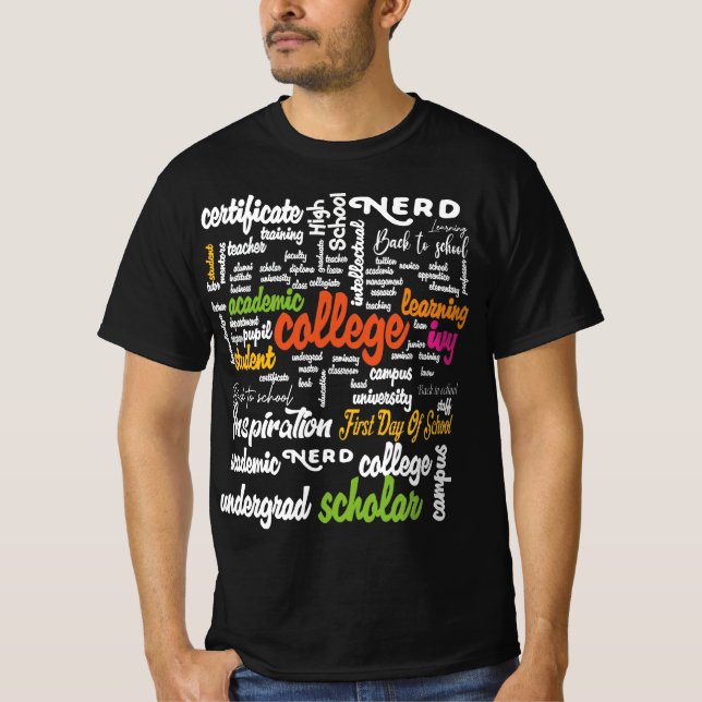 College Education Word Cloud patterns T-Shirt (Front)