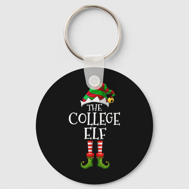 College Elf Fun Matching Pajama Group Christmas Wo Key Ring (Front)