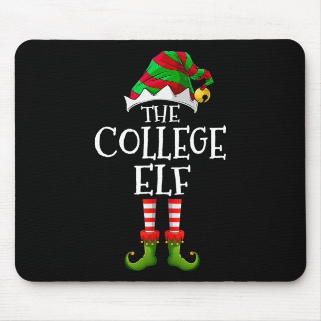 College Elf Fun Matching Pajama Group Christmas Wo Mouse Pad (Front)