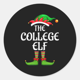 College Elf Matching Family Group Christmas Party  Classic Round Sticker