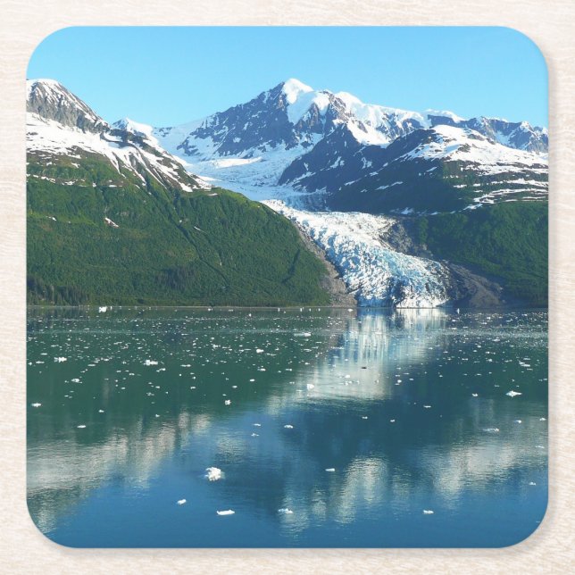 College Fjord I Beautiful Alaska Photography Square Paper Coaster (Front)