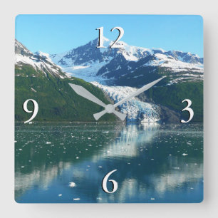 College Fjord I Beautiful Alaska Photography Square Wall Clock