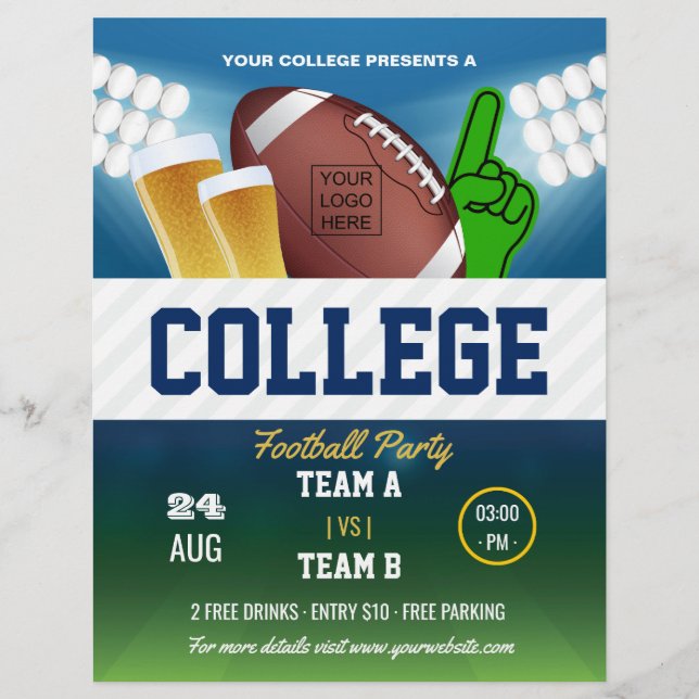 College Football Party change colour and add logo Flyer (Front)