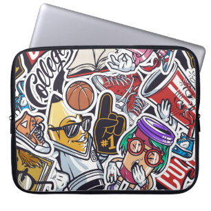 College Fun, Colourful Vintage Pattern Laptop Sleeve