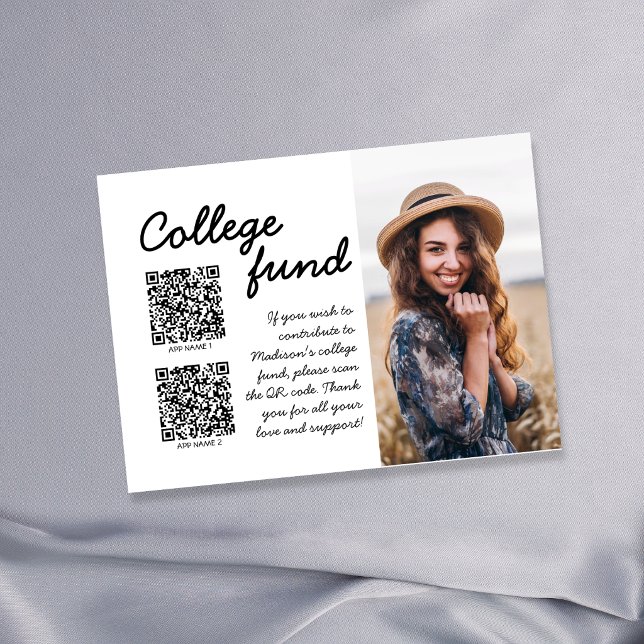 College Fund 2 QR Code Gift Black & White  Enclosure Card (College Fund 2 QR Code Gift Black & White Enclosure Card)