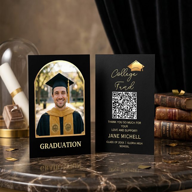 College fund Black & Gold Graduation Card (#Graduation2026
#ClassOf2026
#GraduationInvitation
#GraduationParty
#SeniorGraduation
#GradCelebrati)
