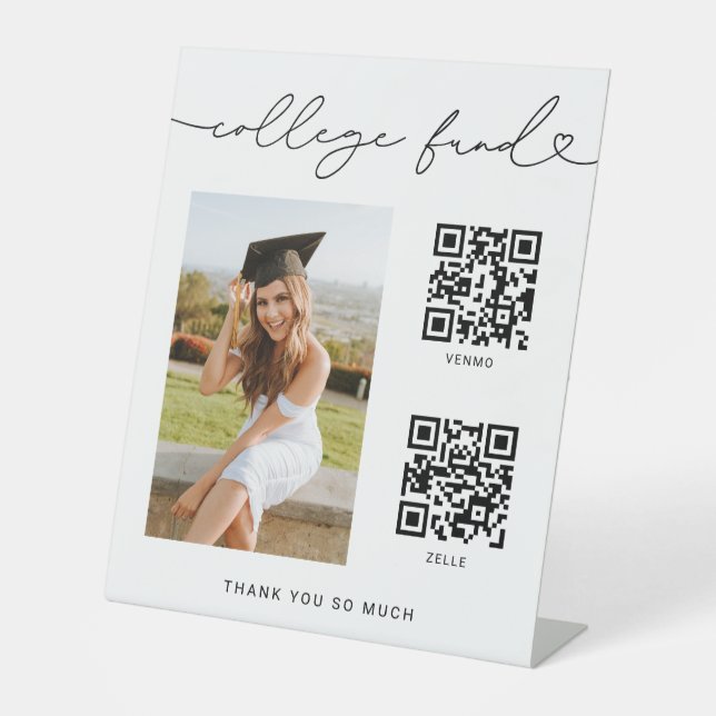 College Fund Graduation Photo QR Code Sign  (Front)