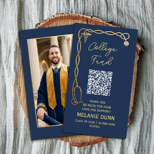 College fund Navy Blue & Gold Medical graduation Business Card