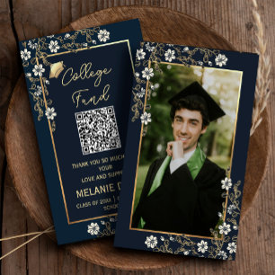 College fund Navy Blue graduation enclosure card