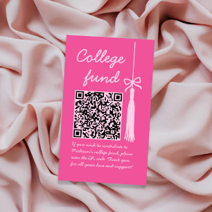 College Fund Pink Gift Qr Code Graduation Enclosure Card