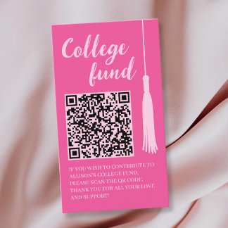 College Fund Pink Tassel Gift Qr Code Graduation Enclosure Card
