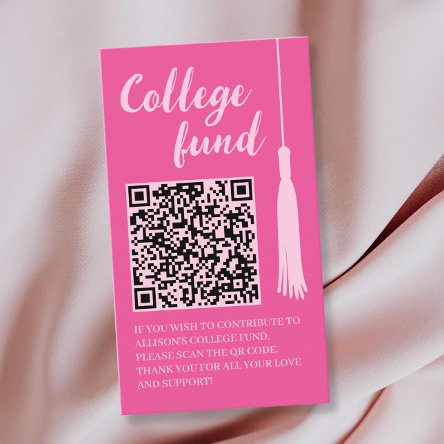 College Fund Pink Tassel Gift Qr Code Graduation Enclosure Card (College Fund Pink Tassel Gift Qr Code Graduation Enclosure Card)