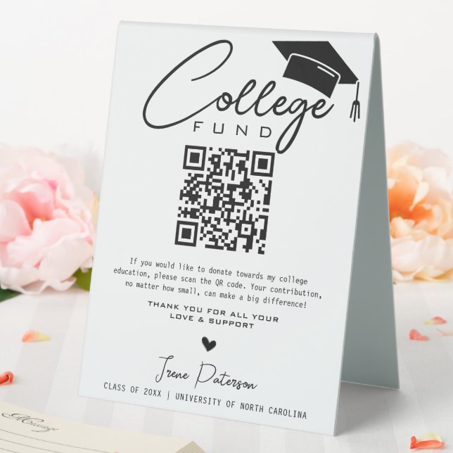 College Fund Qr Code Black White Graduation Modern (In SItu (Wedding))