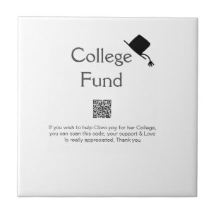 College fund scan QR add details graduate donation Ceramic Tile