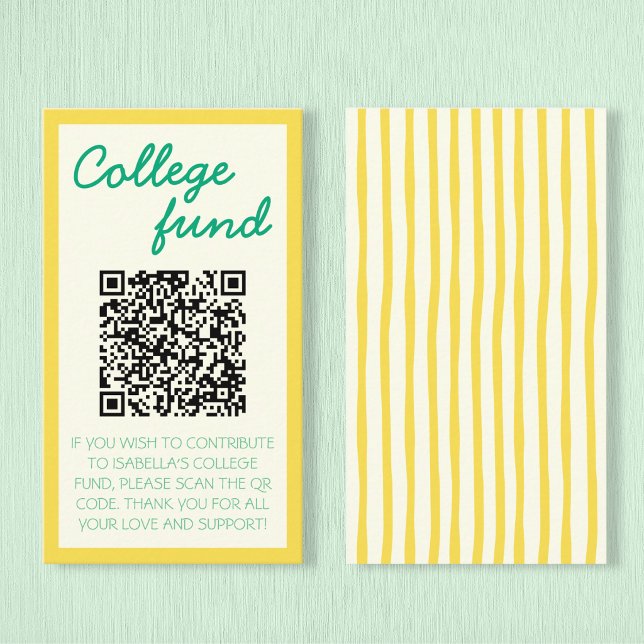 College Fund Yellow Green Gift Qr Code Graduation Enclosure Card (College Fund Yellow Green Gift Qr Code Graduation Enclosure Card)