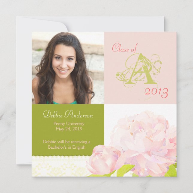 College Girl Graduation 2013 Monogram Announcement (Front)