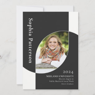 College Graduate Two Photo Black White Announcement