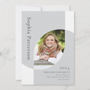 College Graduate Two Photo Grey White Announcement