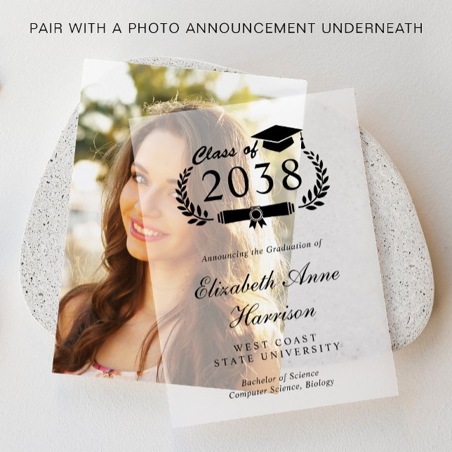 College Graduation Announcement Vellum Overlay (Elevate your graduation announcements with our timeless vellum overlays)