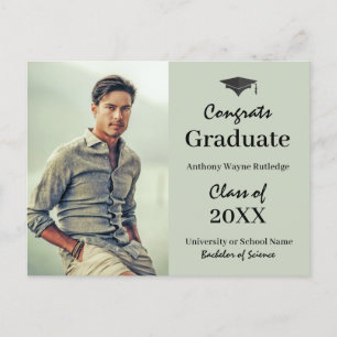 College Graduation Announcement with Photo Postcard