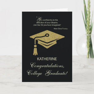 College Graduation Congratulations Black Gold Look Card