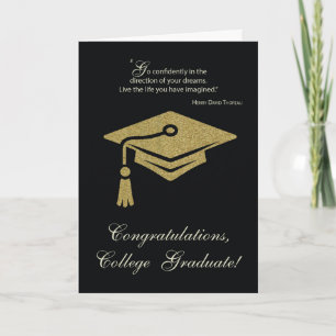 College Graduation Congratulations Black With Gold Card