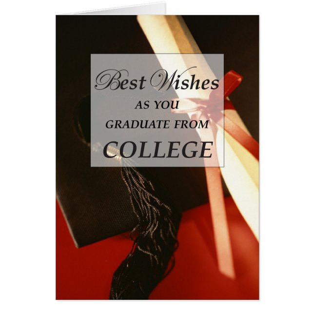 College Graduation, Diploma and Cap, Black on Red (Front)