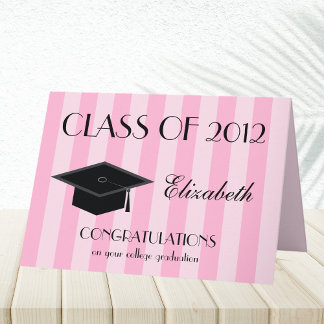 College Graduation Greeting Card -- Pink