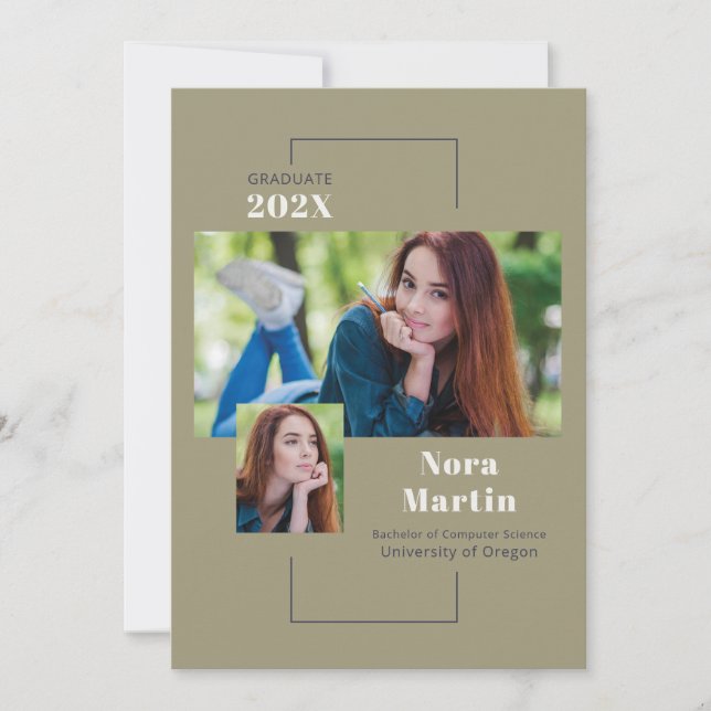 College Graduation Multi Photo Sage Invitation (Front)